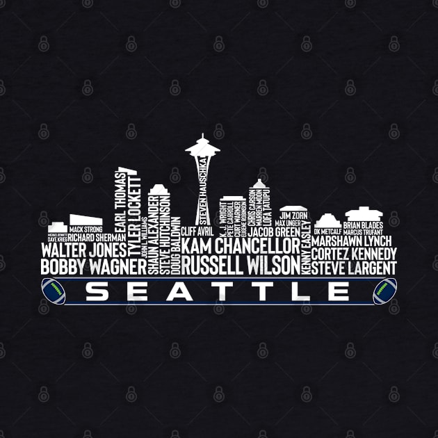 Seattle Football Team All Time Legends, Seattle City Skyline by Legend Skyline